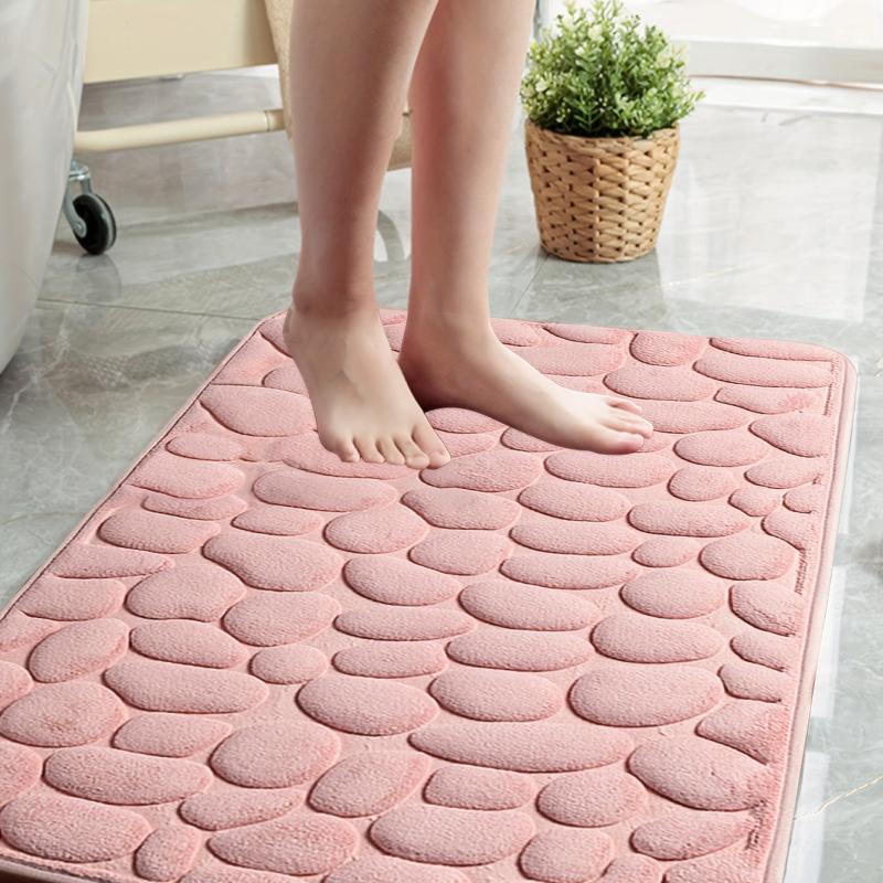 Memory Foam Bath Rug Cobblestone Embossed Bathroom Mat