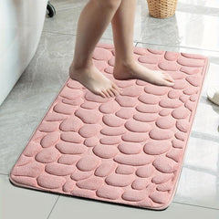 Memory Foam Bath Rug Cobblestone Embossed Bathroom Mat