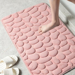 Memory Foam Bath Rug Cobblestone Embossed Bathroom Mat