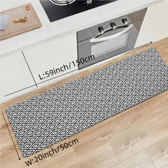 Black&White Rubber Kitchen Runner Rug 2000g