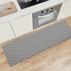 Black&White Rubber Kitchen Runner Rug 2000g