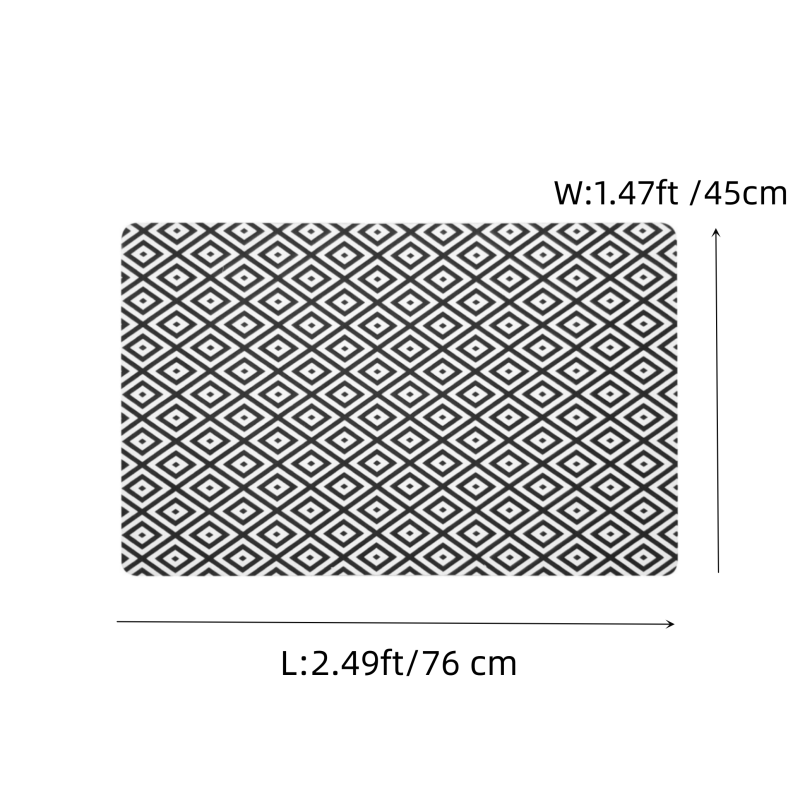 Black&White Rubber Kitchen Runner Rug 2000g