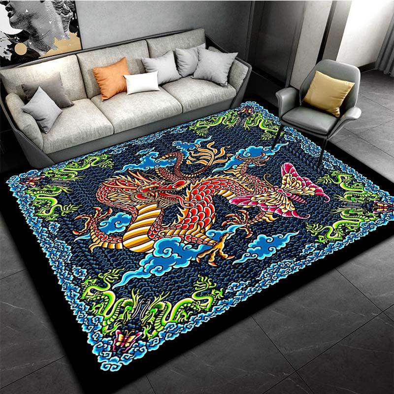 Chinese Dragon Pattern Floor Mat Non-slip Rug