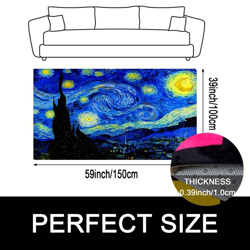 Glow in the Dark Flannel Rug Painting Pattern Non Slip Mat UV Reactive Room Deco