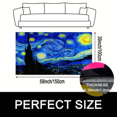 Glow in the Dark Flannel Rug Painting Pattern Non Slip Mat UV Reactive Room Deco