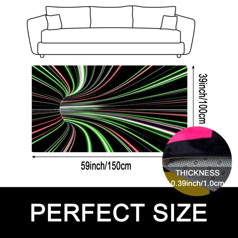 UV Light Flannel Luminous Illusion Carpet Colourful 3D Swirl Illusion Rug