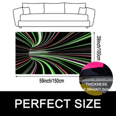 UV Light Flannel Luminous Illusion Carpet Colourful 3D Swirl Illusion Rug