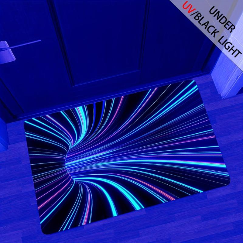 UV Light Flannel Luminous Illusion Carpet Colourful 3D Swirl Illusion Rug
