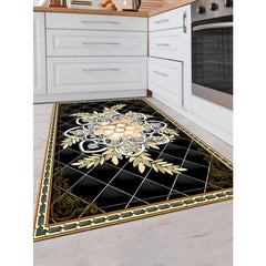 Modern Floral Area Rug Non Slip Washable Polyester Floor Mats