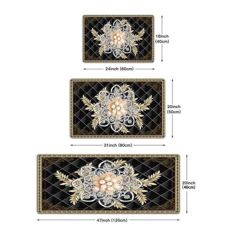 Modern Floral Area Rug Non Slip Washable Polyester Floor Mats