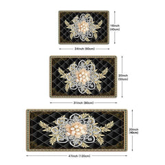 Modern Floral Area Rug Non Slip Washable Polyester Floor Mats