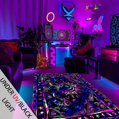 UV Light Flannel Luminous Bohemian Pattern Rug Non Slip Mat