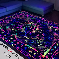 UV Light Flannel Luminous Bohemian Pattern Rug Non Slip Mat