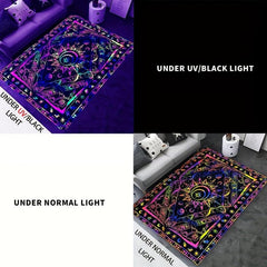 UV Light Flannel Luminous Bohemian Pattern Rug Non Slip Mat
