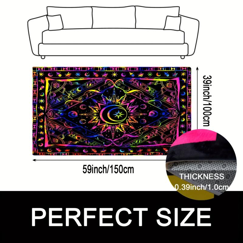 UV Light Flannel Luminous Bohemian Pattern Rug Non Slip Mat
