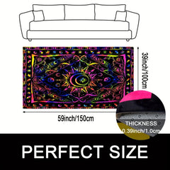 UV Light Flannel Luminous Bohemian Pattern Rug Non Slip Mat