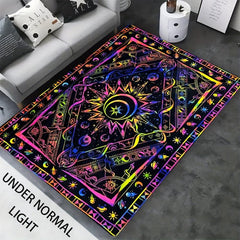 UV Light Flannel Luminous Bohemian Pattern Rug Non Slip Mat