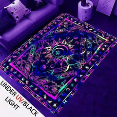 UV Light Flannel Luminous Bohemian Pattern Rug Non Slip Mat