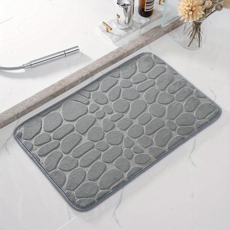 Memory Foam Bath Rug Cobblestone Embossed Bathroom Mat