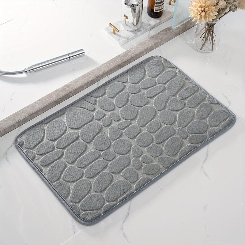 Memory Foam Bath Rug Cobblestone Embossed Bathroom Mat