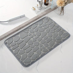 Memory Foam Bath Rug Cobblestone Embossed Bathroom Mat
