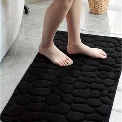 Memory Foam Bath Rug Cobblestone Embossed Bathroom Mat