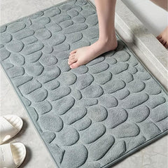 Memory Foam Bath Rug Cobblestone Embossed Bathroom Mat
