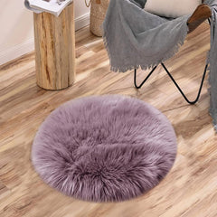 Purple Gray Hair Small Round Cushion 15.7inch