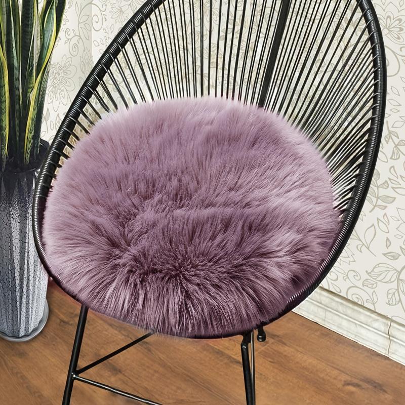 Purple Gray Hair Small Round Cushion 15.7inch