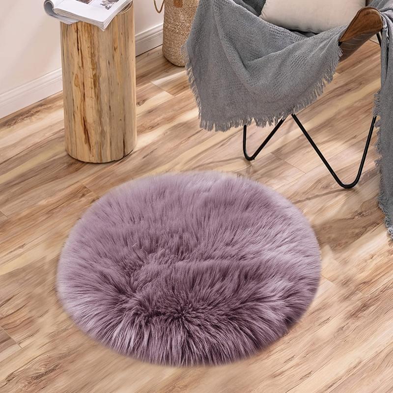 Purple Gray Hair Small Round Cushion 15.7inch
