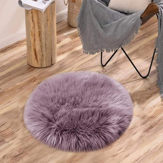 Purple Gray Hair Small Round Cushion 15.7inch