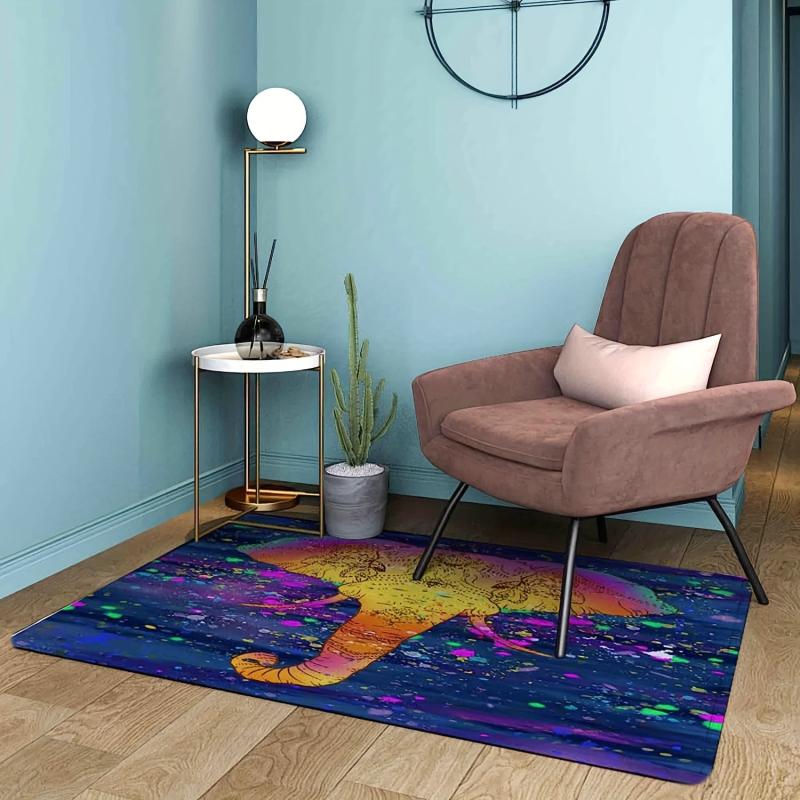 Colorful Elephant Head Print Flannel Foam Mat