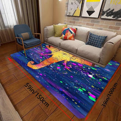Colorful Elephant Head Print Flannel Foam Mat