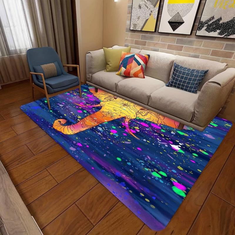 Colorful Elephant Head Print Flannel Foam Mat