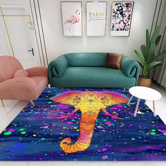 Colorful Elephant Head Print Flannel Foam Mat