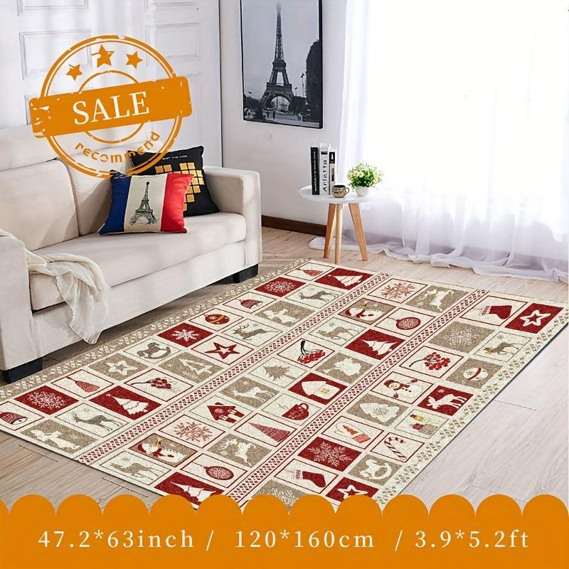 Christmas Tree Elk Kitchen Rug Soft Faux Sheepskin Floor Mat