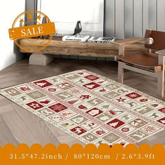 Christmas Tree Elk Kitchen Rug Soft Faux Sheepskin Floor Mat