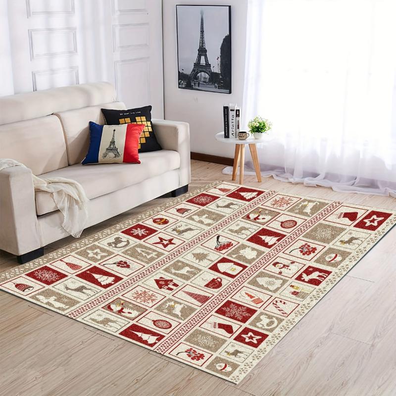 Christmas Tree Elk Kitchen Rug Soft Faux Sheepskin Floor Mat