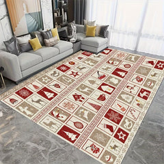 Christmas Tree Elk Kitchen Rug Soft Faux Sheepskin Floor Mat