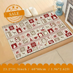 Christmas Tree Elk Kitchen Rug Soft Faux Sheepskin Floor Mat