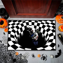 3D Clown Welcome Doormat Geometric Low Pile Indoor Outdoor Entrance Mat