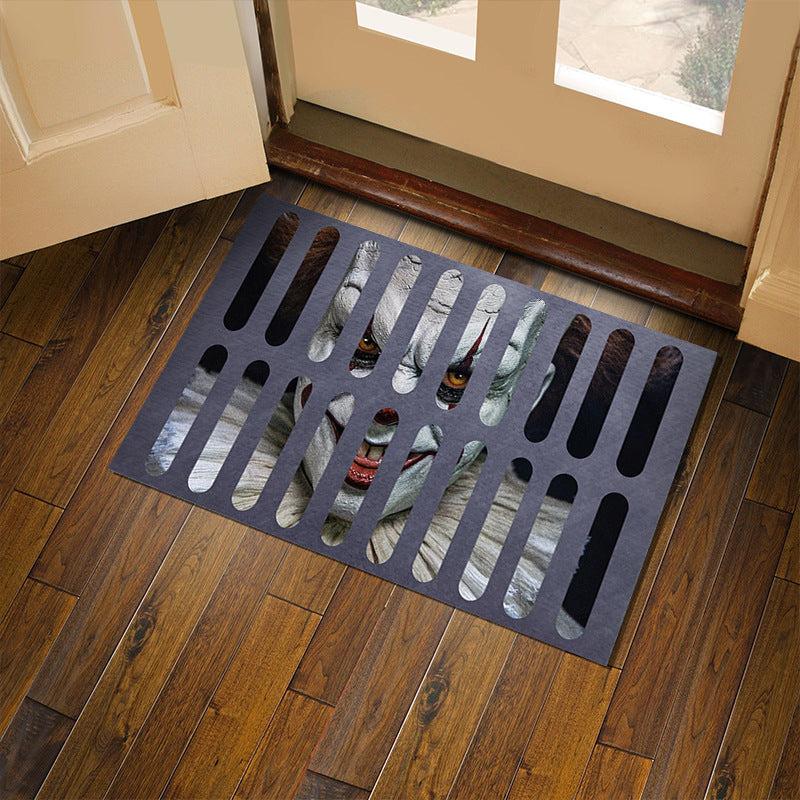 3D Clown Welcome Doormat Geometric Low Pile Indoor Outdoor Entrance Mat