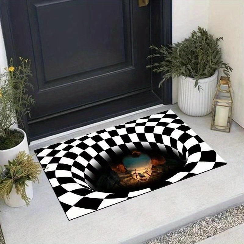 3D Clown Welcome Doormat Geometric Low Pile Indoor Outdoor Entrance Mat