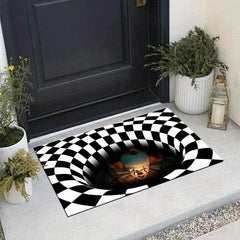 3D Clown Welcome Doormat Geometric Low Pile Indoor Outdoor Entrance Mat