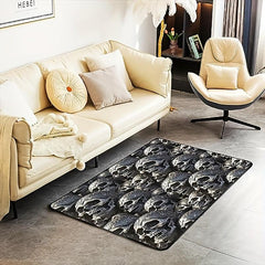 Halloween Skull Kitchen Runner Rug Gothic Skeleton Area Rug