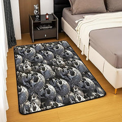 Halloween Skull Kitchen Runner Rug Gothic Skeleton Area Rug