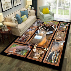 3D Printing Deer Pattern Christmas Door Floor Mat Non-slip Living Room Decor Rug