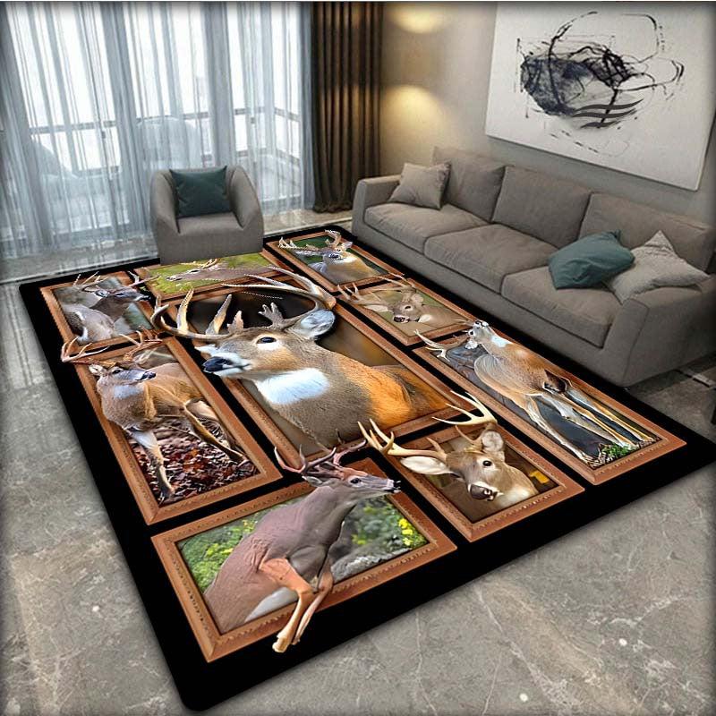 3D Printing Deer Pattern Christmas Door Floor Mat Non-slip Living Room Decor Rug