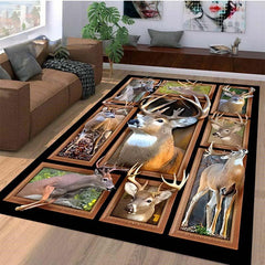3D Printing Deer Pattern Christmas Door Floor Mat Non-slip Living Room Decor Rug