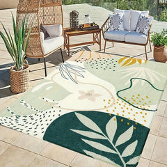 Green Botanical Print Washable Area Rug for Living Room Boho Throw Large Bedroom